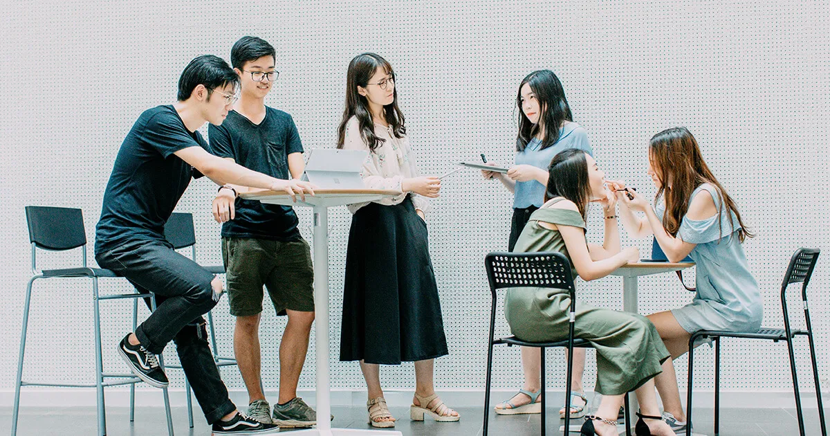 Students engaging with dynamic vocabulary learning methods