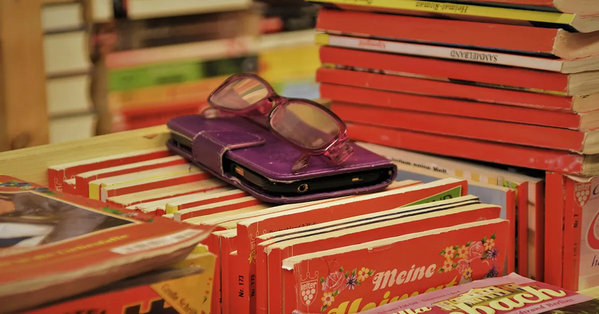 Stack of foreign language books for reading practice abroad