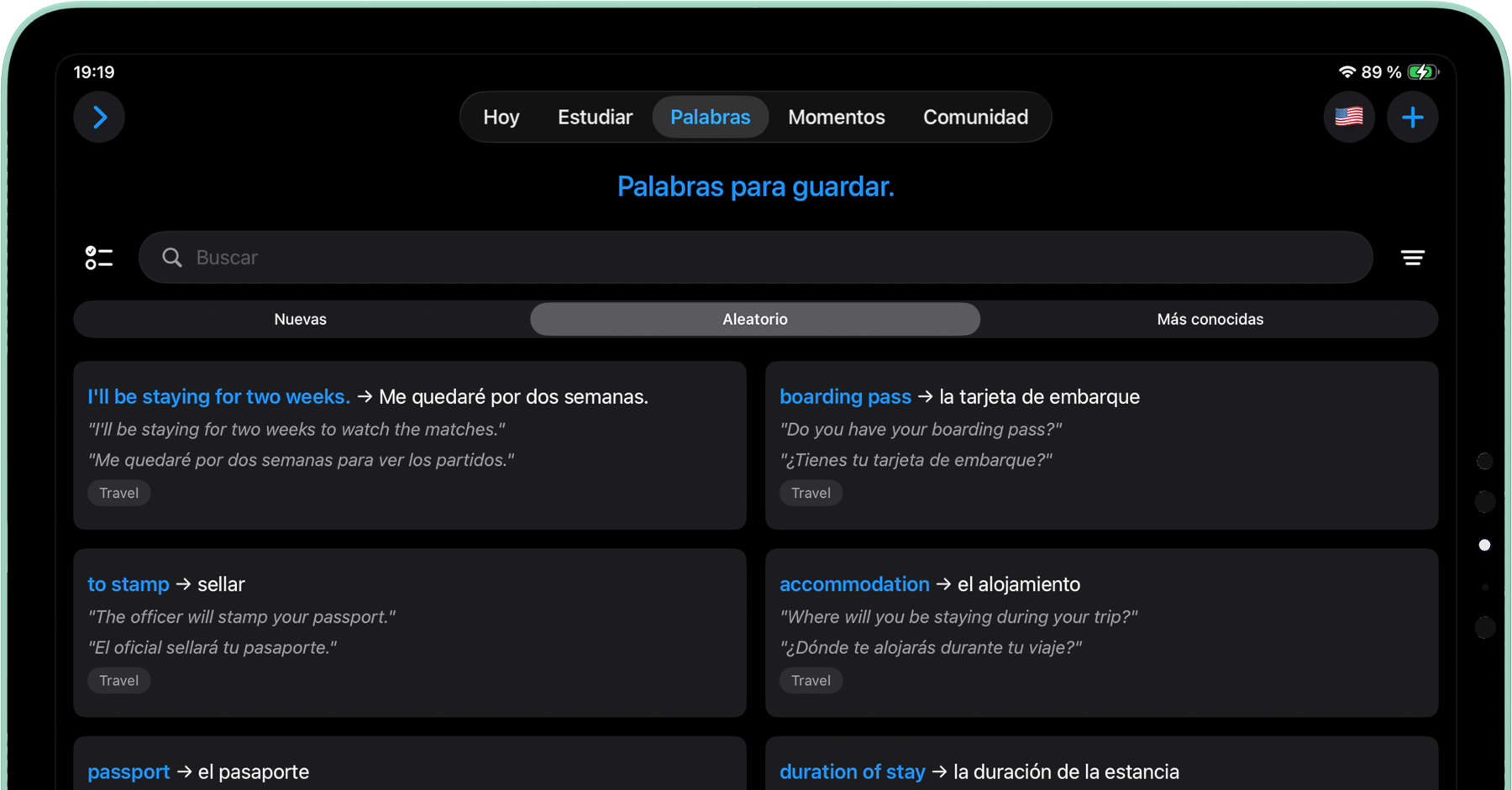 Vokabulo app on iPad