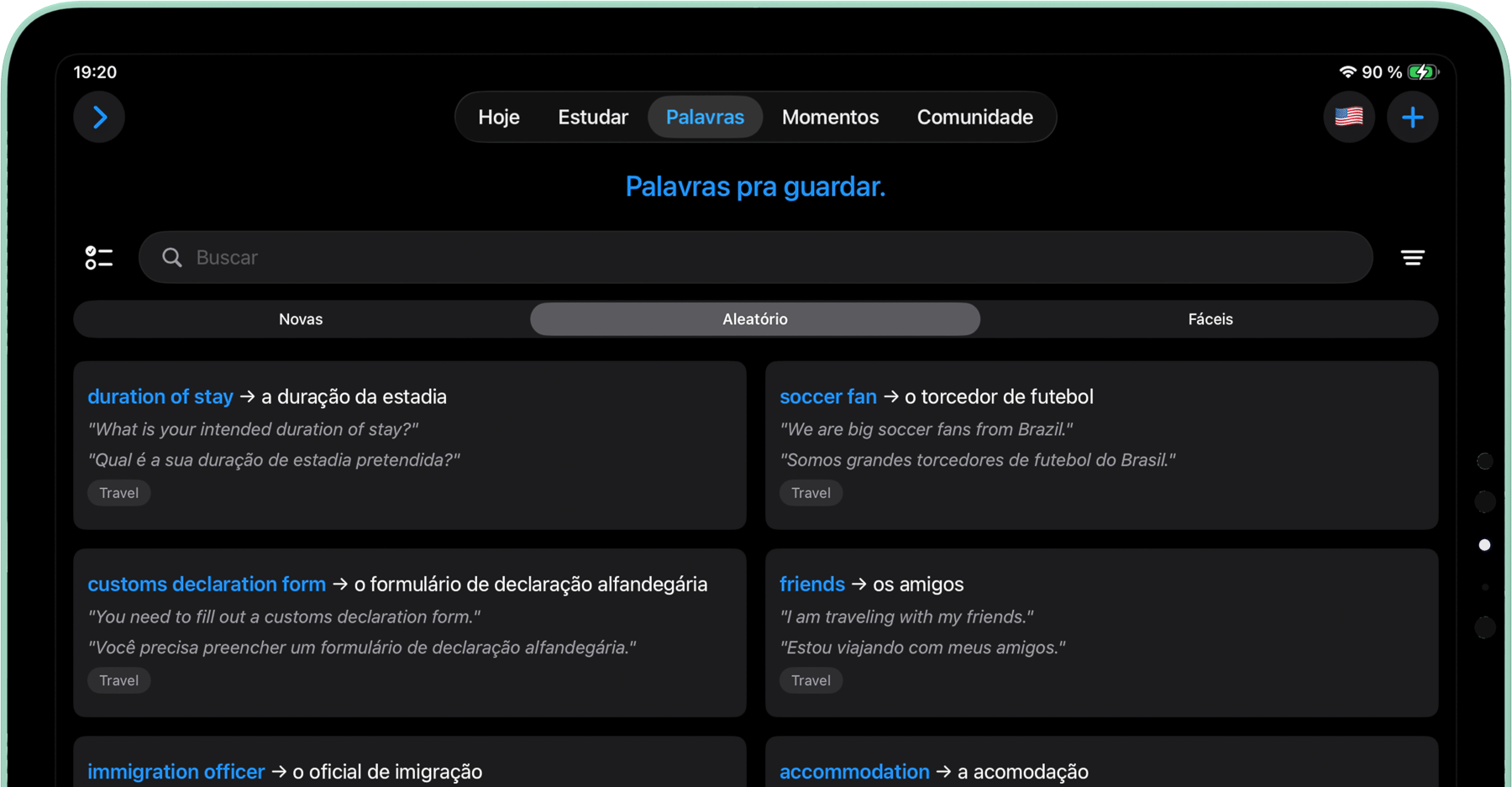 Vokabulo app on iPad