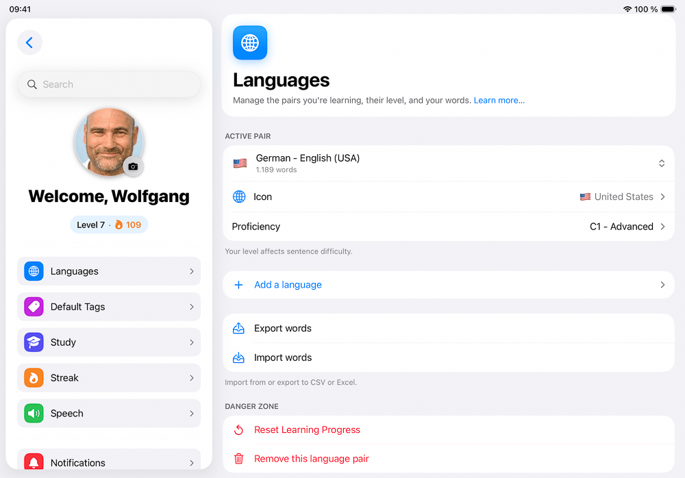 Settings Languages