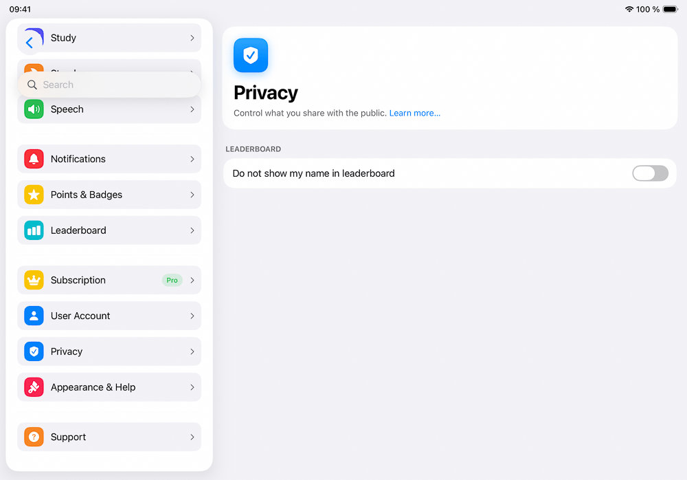 Settings Privacy