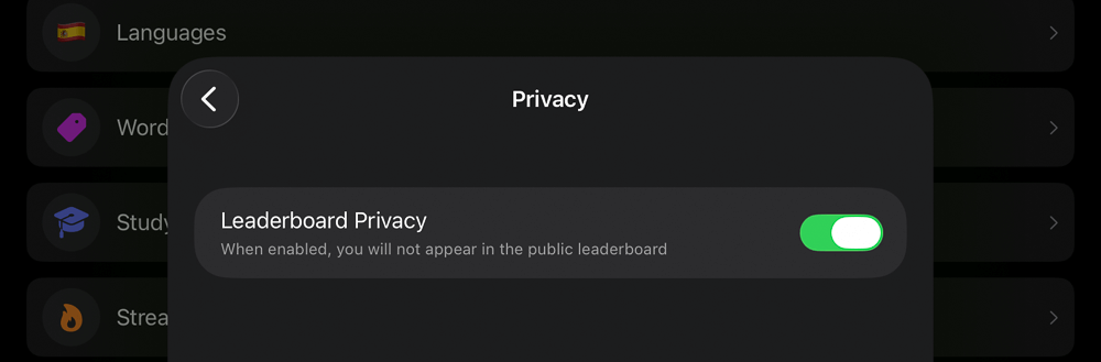 Settings Privacy