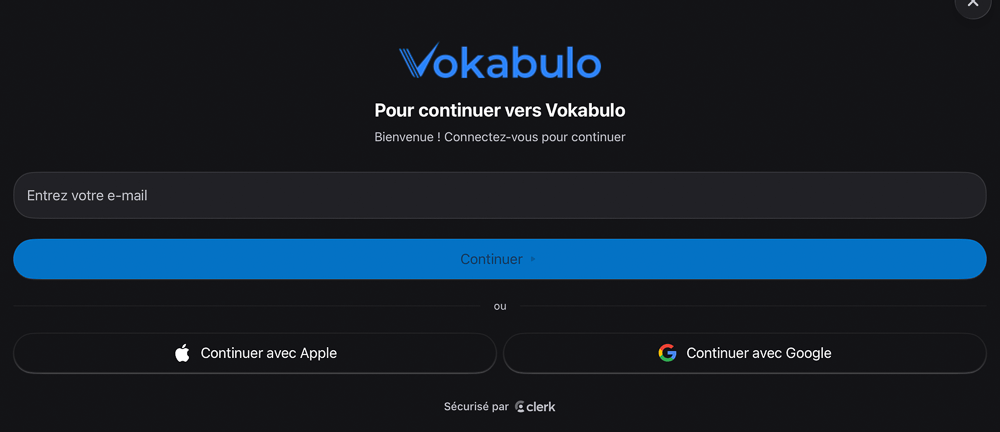 Vokabulo Login