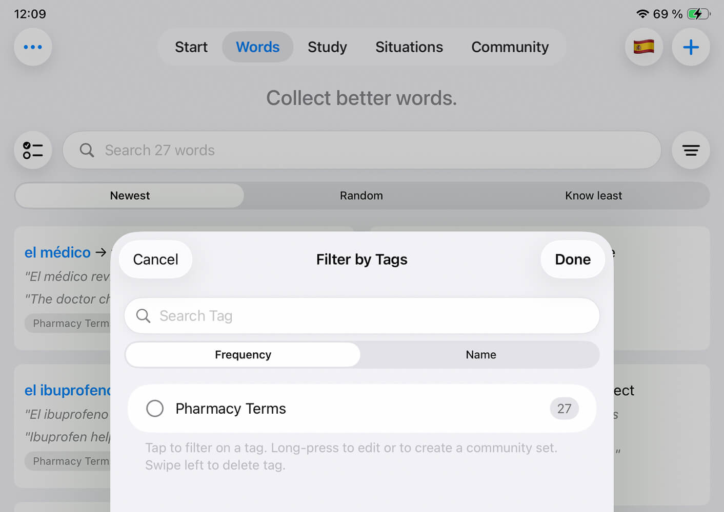 Words Filter By Tags